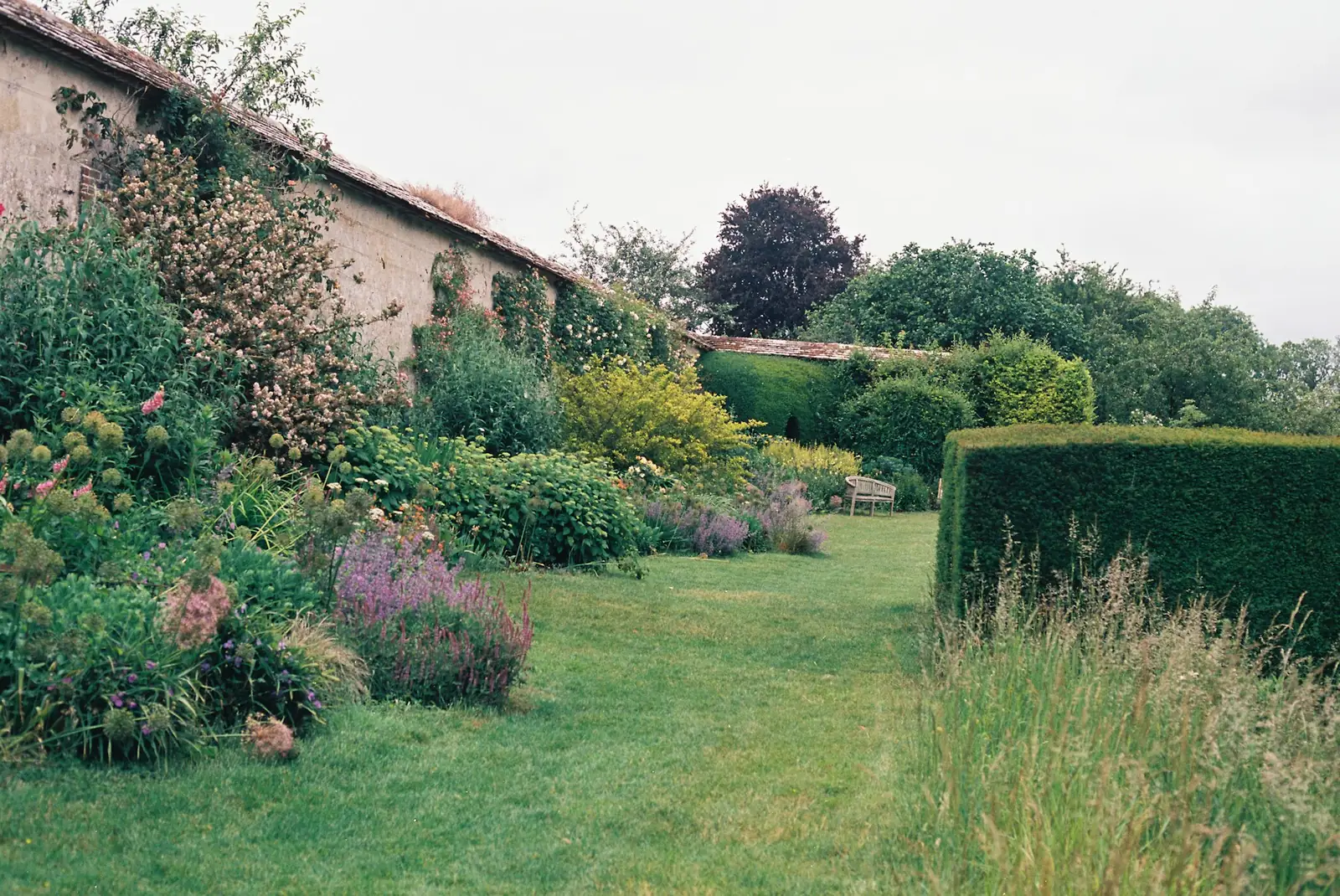 Jardin de campagne entretenu, massifs et haie taillée